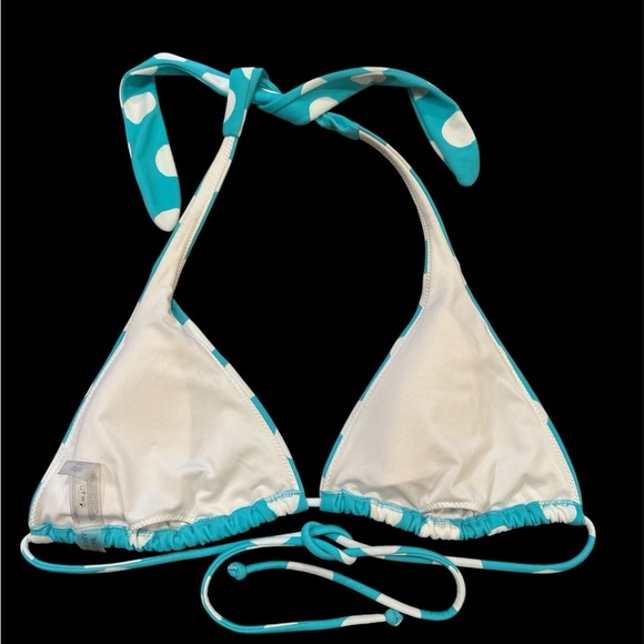 Victorias Secret White Polka Dot Halter Bikini Top Turquoise Womens Size Large - Picture 2 of 8